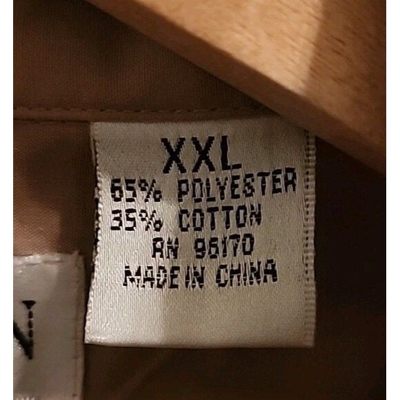 Platoon Mens XXL Button Up Tan Shirts Short Sleeve Light Embroidered - Picture 6 of 9